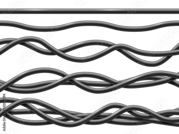 Obraz Black realistic electrical cables collection