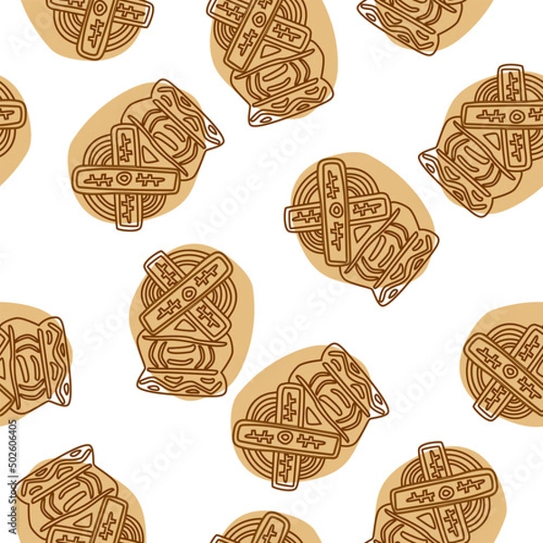 Fototapeta Seamless pattern with crunchy spekulatius biscuits on white background.