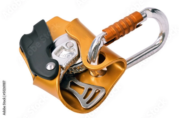 Obraz climbing equipment isolated on white background