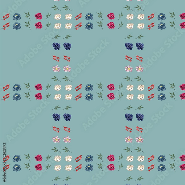 Fototapeta Flowers, leaves, plants. Drawing on a transparent background. Choose your own background color. Pattern, desktop wallpaper, pattern on fabric, background. Vector pattern.
