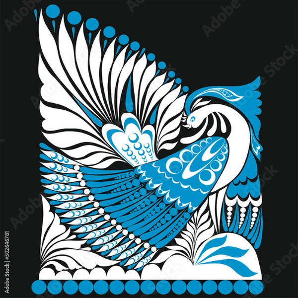 Obraz vector free russian ornament. folklore ornament withe bird