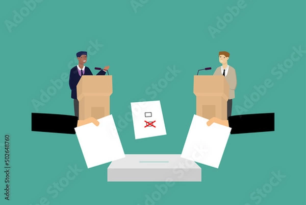 Obraz throwing ballots in ballot boxes, vector illustration
