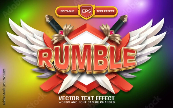Obraz Rumble 3d game logo with editable text effect