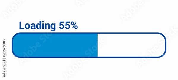 Fototapeta progress loading bar 55 percent (55%) on white background