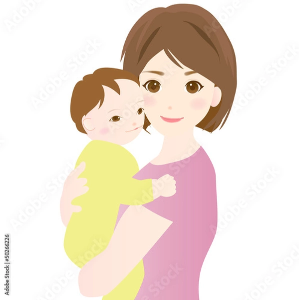 Fototapeta 女性　赤ちゃんを抱く
