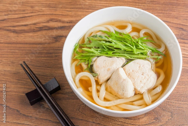 Obraz 鶏肉と水菜のうどん