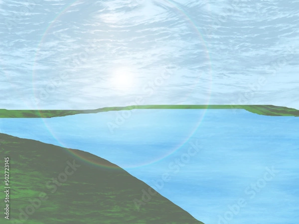 Obraz 川　景色　背景　壁紙　イラスト