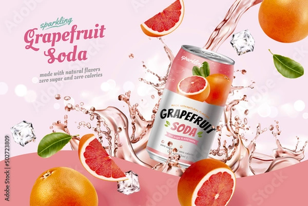 Obraz Grapefruit soda banner ad