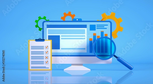 Fototapeta Testing, Analyzing, Quality Control Concept 3d