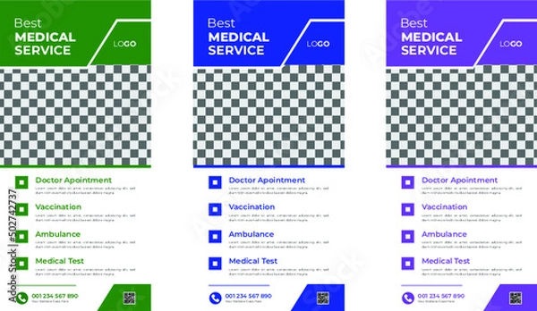 Fototapeta Modern and creative colorful minimal medical dl flyer or rack card design vector layout template