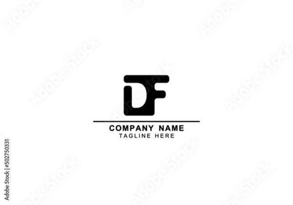 Obraz alphabet letter DF or FD minimal logo in bold style