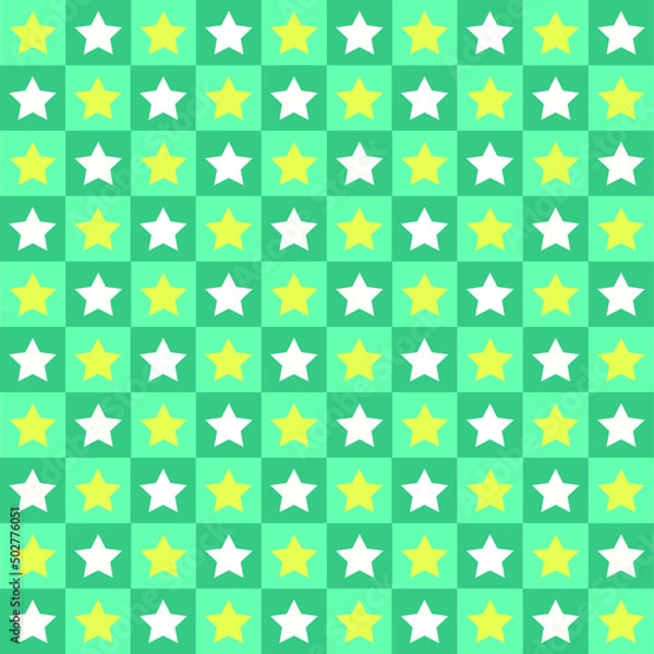 Fototapeta Fabric Pattern Using a square shape, contrasting colors with the stars in the light and dark gradient squares are used.