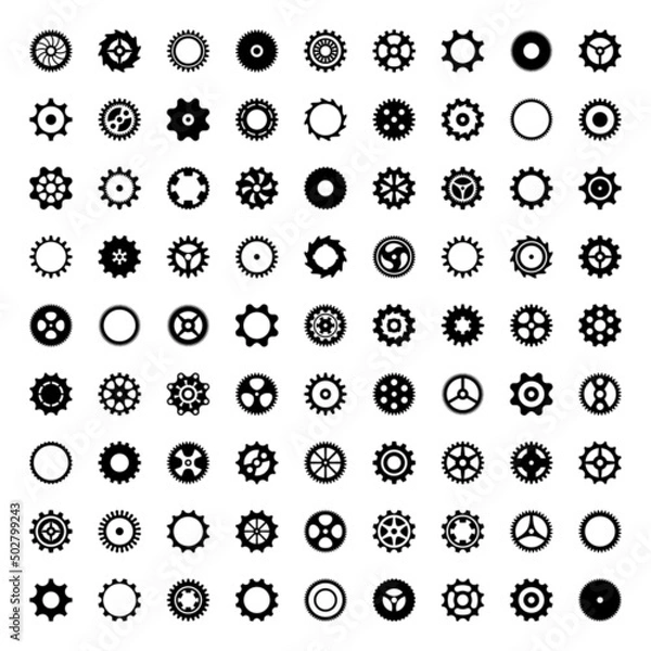 Obraz Big set of black vector gear wheels