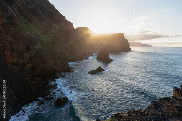 Obraz sunset over the cliffs of Madeira island
