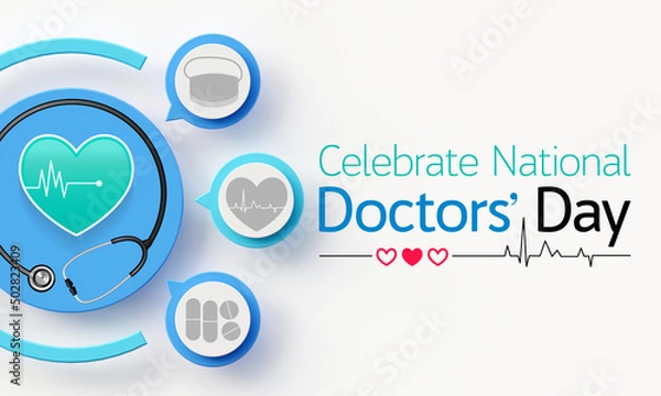 Fototapeta National Doctors' Day is a day celebrated to recognize the contributions of physicians to individual lives and communities. The date may vary from nation to nation. 3D Rendering
