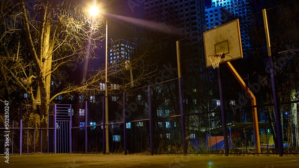 Obraz basketball ring in the evening low light