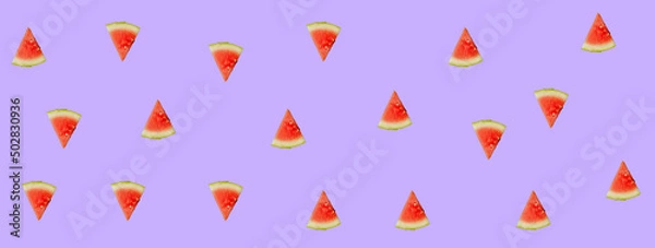 Fototapeta Summer watermelon on bright colored background