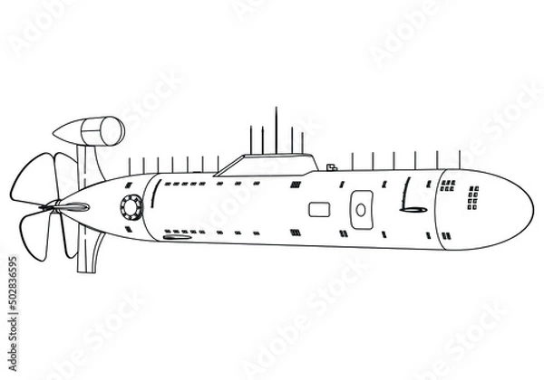 Fototapeta Submarine icon line element. Vector illustration of submarine icon line isolated on clean background.