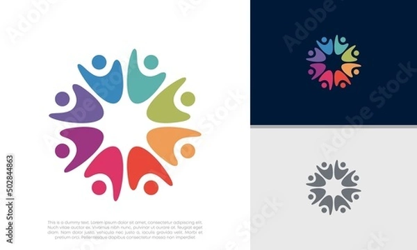 Fototapeta Global Community Logo Icon Elements Template. Community human Logo template vector. Community health care. Abstract Community logo