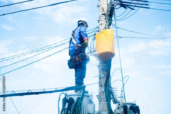 Obraz 工事　電信柱