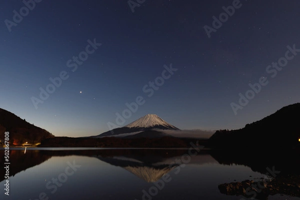 Obraz 朝明けの精進湖