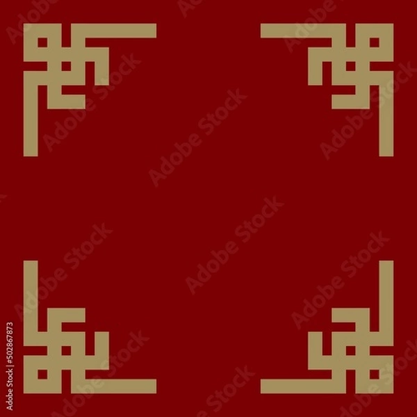 Fototapeta Chinese style border vector with gold color