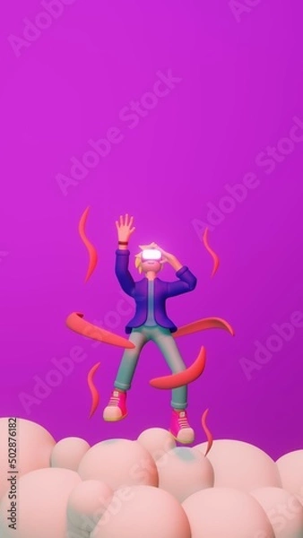 Fototapeta Metaverse technology future concept, cyber virtual reality simulation, VR AI, artificial intelligence, global blockchain innovation connection, futuristic networking experience, 3D rendering.