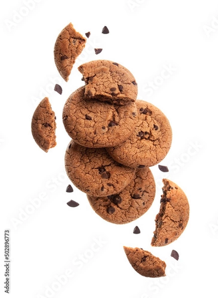 Obraz Falling cookies on white backgrounds.