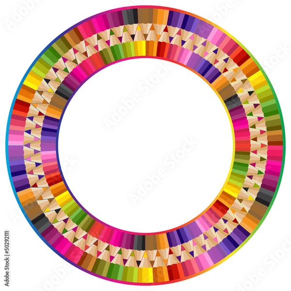 Fototapeta Round frame from color pencils