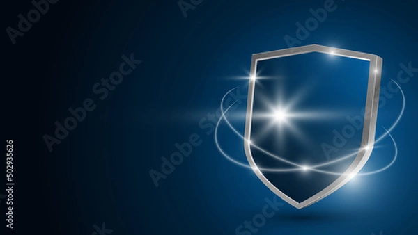 Obraz Protective shield on a dark background. Shine, glow. Security. 3d isolated vector