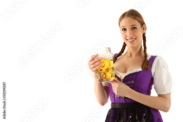 Obraz Frau im Dirndl mit Bier