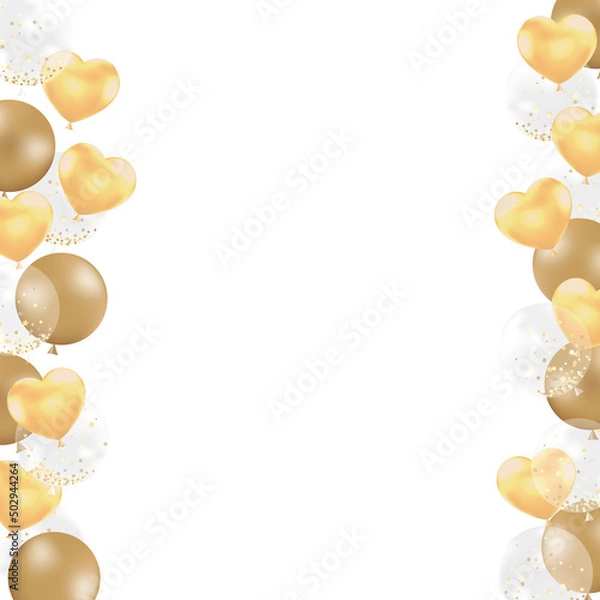 Fototapeta Gold balloon border frame