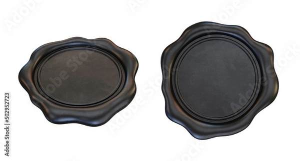Fototapeta Wax print in black set on a white background, 3d render