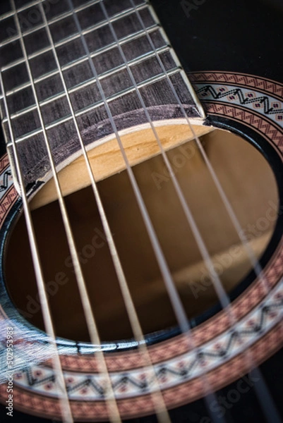 Fototapeta Black guitar details strings