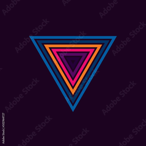 Fototapeta Vintage triangular sunset in the style of the 80s. Vector background. A design element.