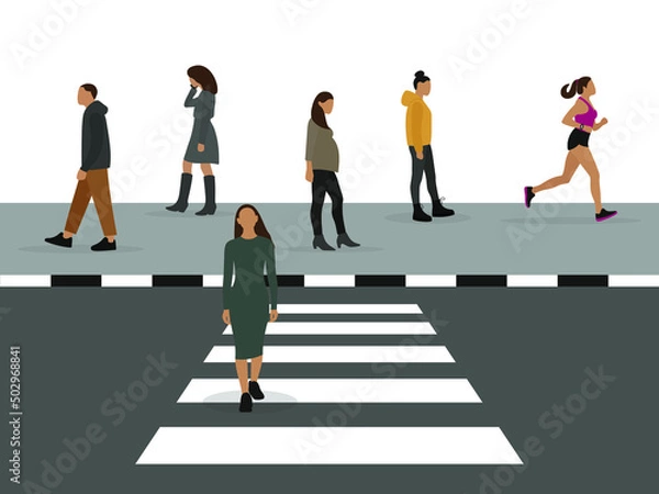 Obraz Various characters on the sidewalk and crosswalk