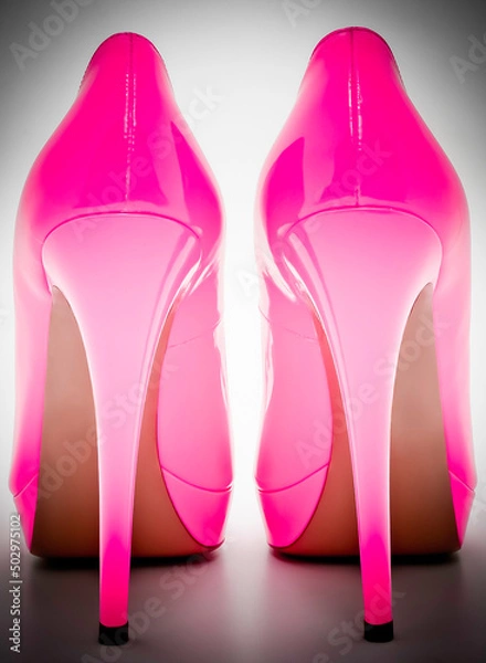Fototapeta High heel pink shoes