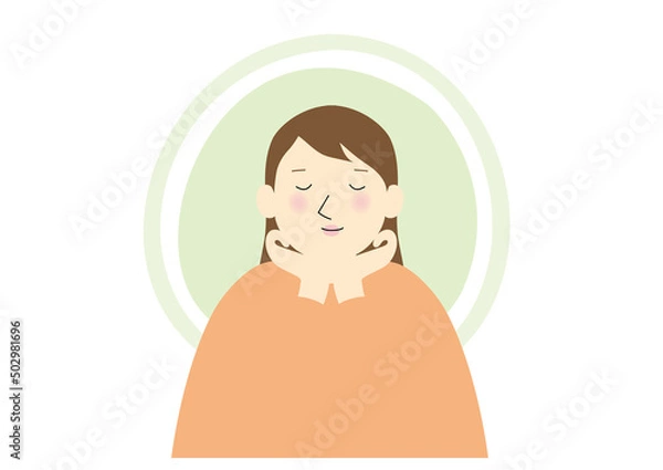 Fototapeta 両肘をついて心穏やかに微笑んでいる女性