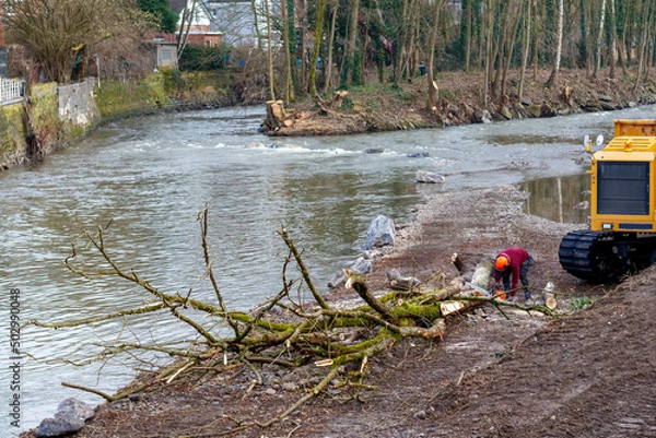 Fototapeta Inondation à Liège un an après