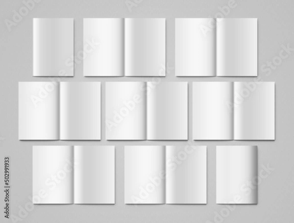 Obraz 3d mockup illustrations for book saddle stitch binding and perfect binding