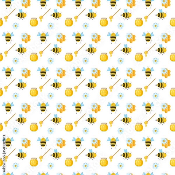 Fototapeta honey bee seamless pattern