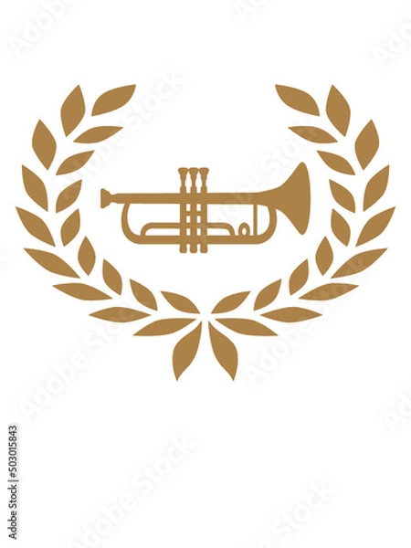 Fototapeta Dekorativer Lorbeerkranz Trompeten 