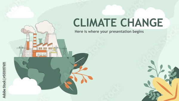 Fototapeta Changing the concept of climate. The vector of climate change and saving the planet, World Environment Day, biotechnology, the city on the planet. Recycling, growing plants and choosing renewable reso