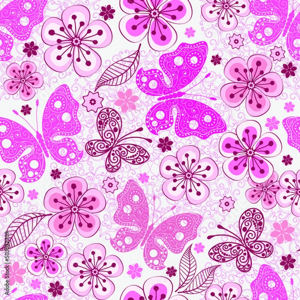 Obraz seamless pattern with butterflies