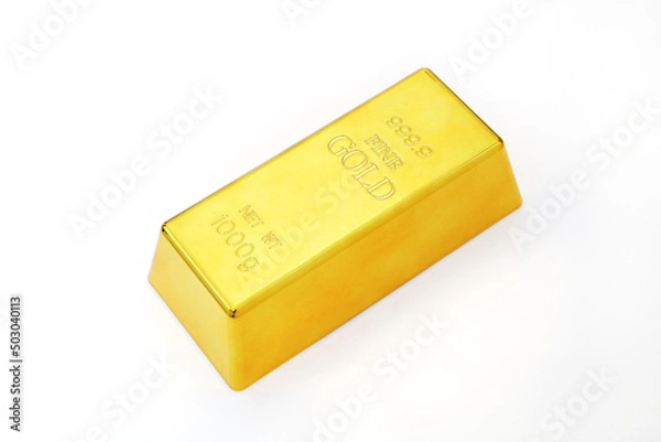 Fototapeta Gold bars isolated on white background