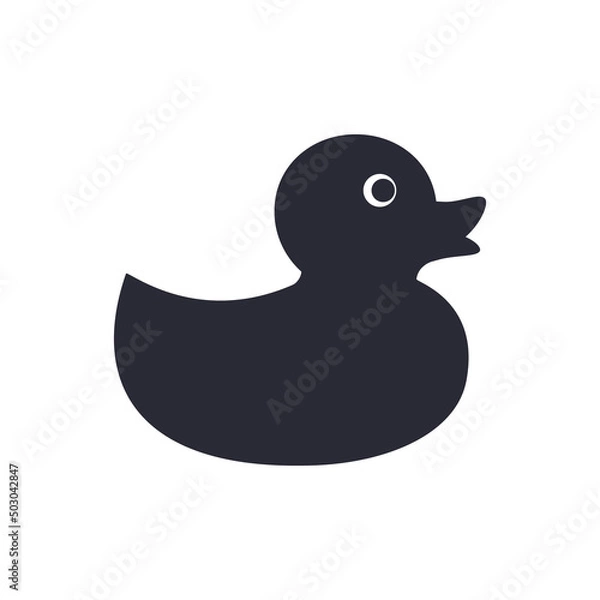 Fototapeta rubber duckling, black icon on a white background.