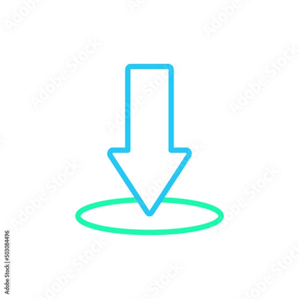 Fototapeta Isolated download icon. UI and UX element of app and web. It use analogous color scheme, created as simple as possible to achieve minimal size but the quality of vector graphic is still maintained.