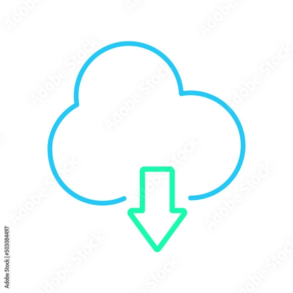 Fototapeta Isolated download icon. UI and UX element of app and web. It use analogous color scheme, created as simple as possible to achieve minimal size but the quality of vector graphic is still maintained.