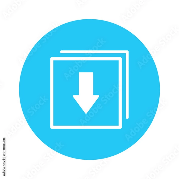 Obraz Isolated download icon. UI and UX element of app and web. It use analogous color scheme, created as simple as possible to achieve minimal size but the quality of vector graphic is still maintained.
