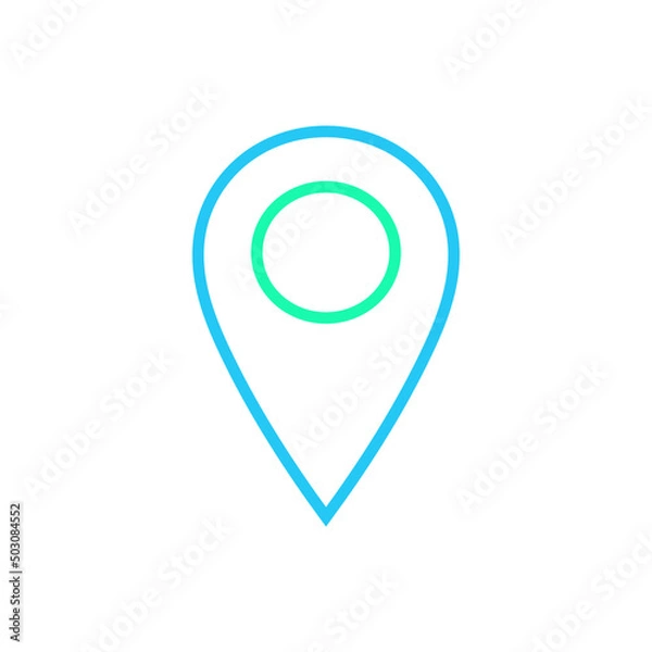 Fototapeta Isolated location icon. UI and UX element. It use analogous color scheme, created as simple as possible to achieve minimal size but the quality of vector graphic is still maintained.